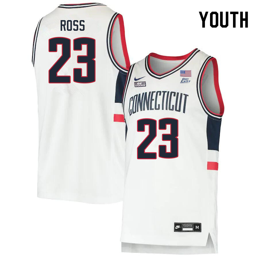 Youth #23 Jayden Ross Uconn Huskies College 2022-23 Basketball Stitched Jerseys Stitched Sale-White
